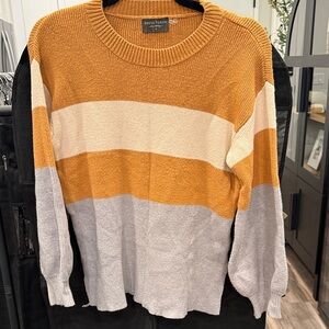 🔴 $15 SALE - Dress Forum Mustard and Gray Striped Sweater